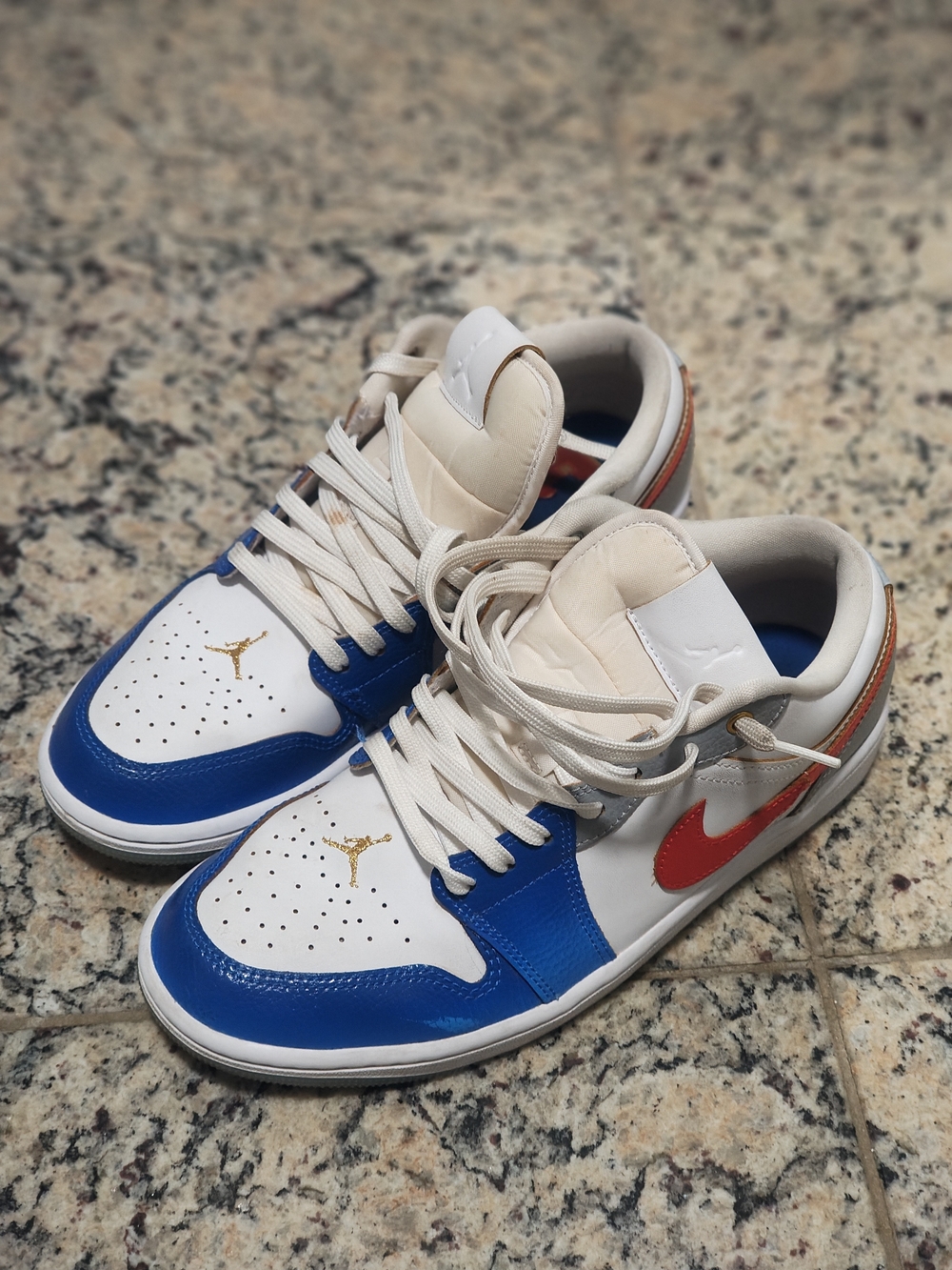 Jordan Men’s Low-Top Sneakers in White, Blue, Red